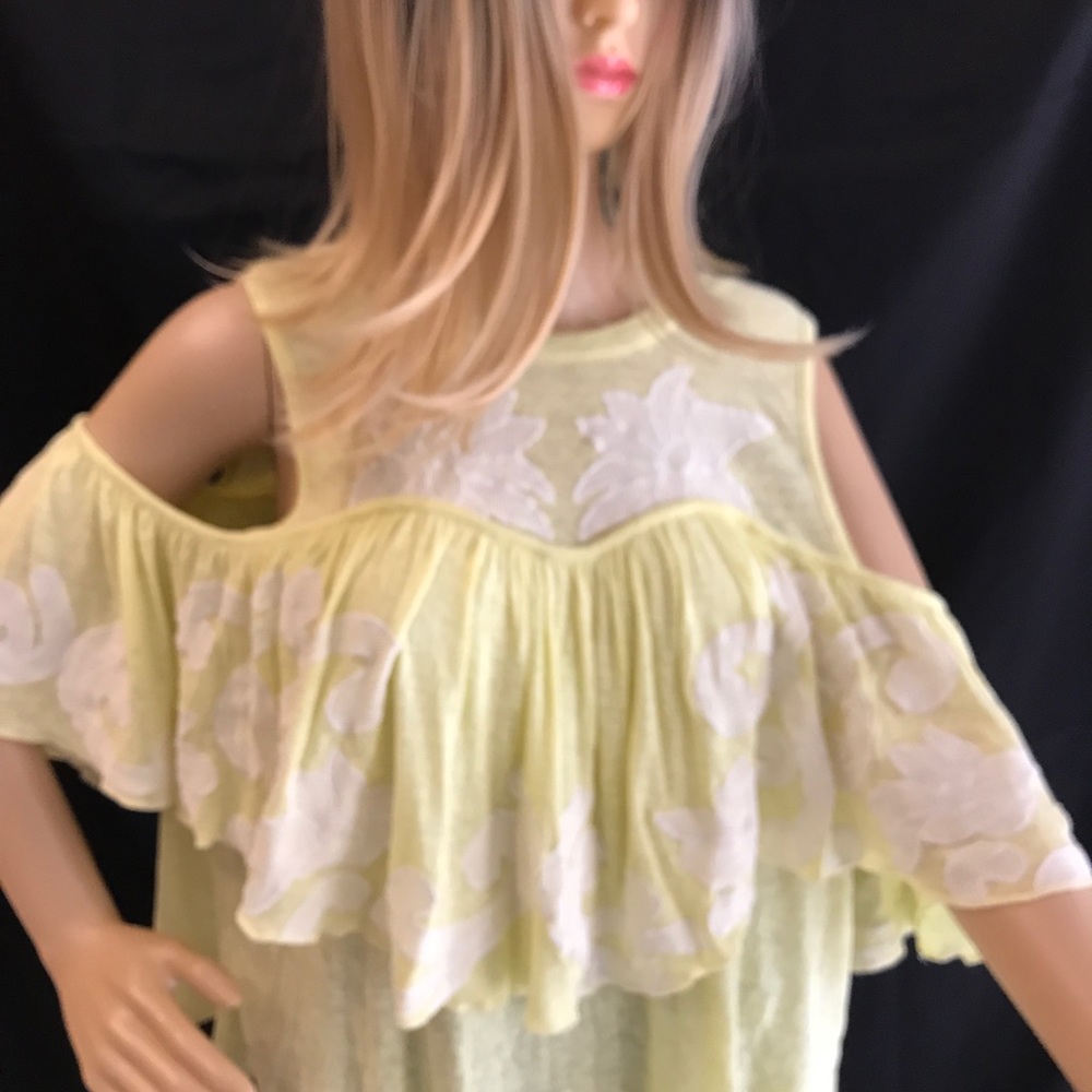 Free People cold shoulder yellow top